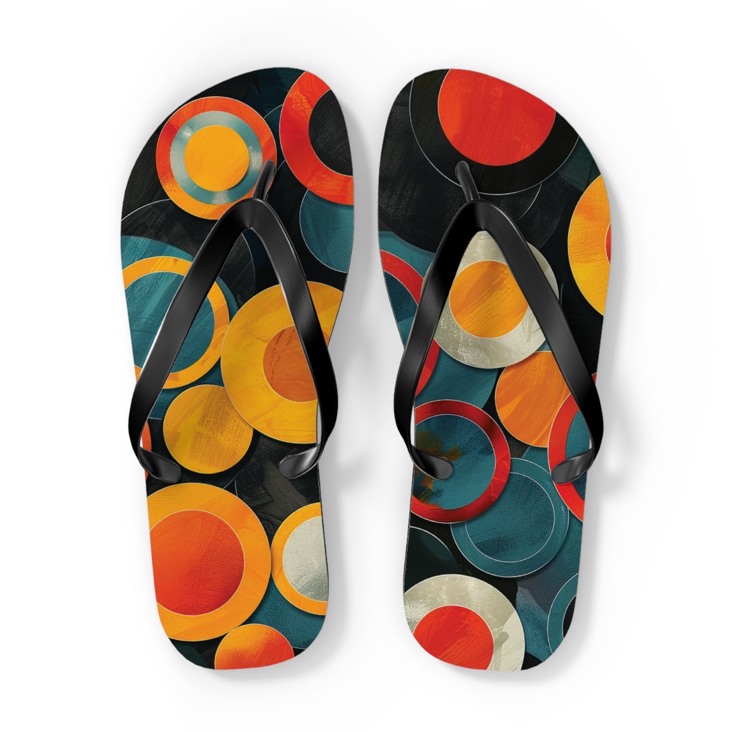 Abstract Decorative Circles Pattern Flip-Flops