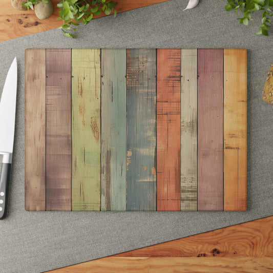 Wooden Print Glass Cutting Board