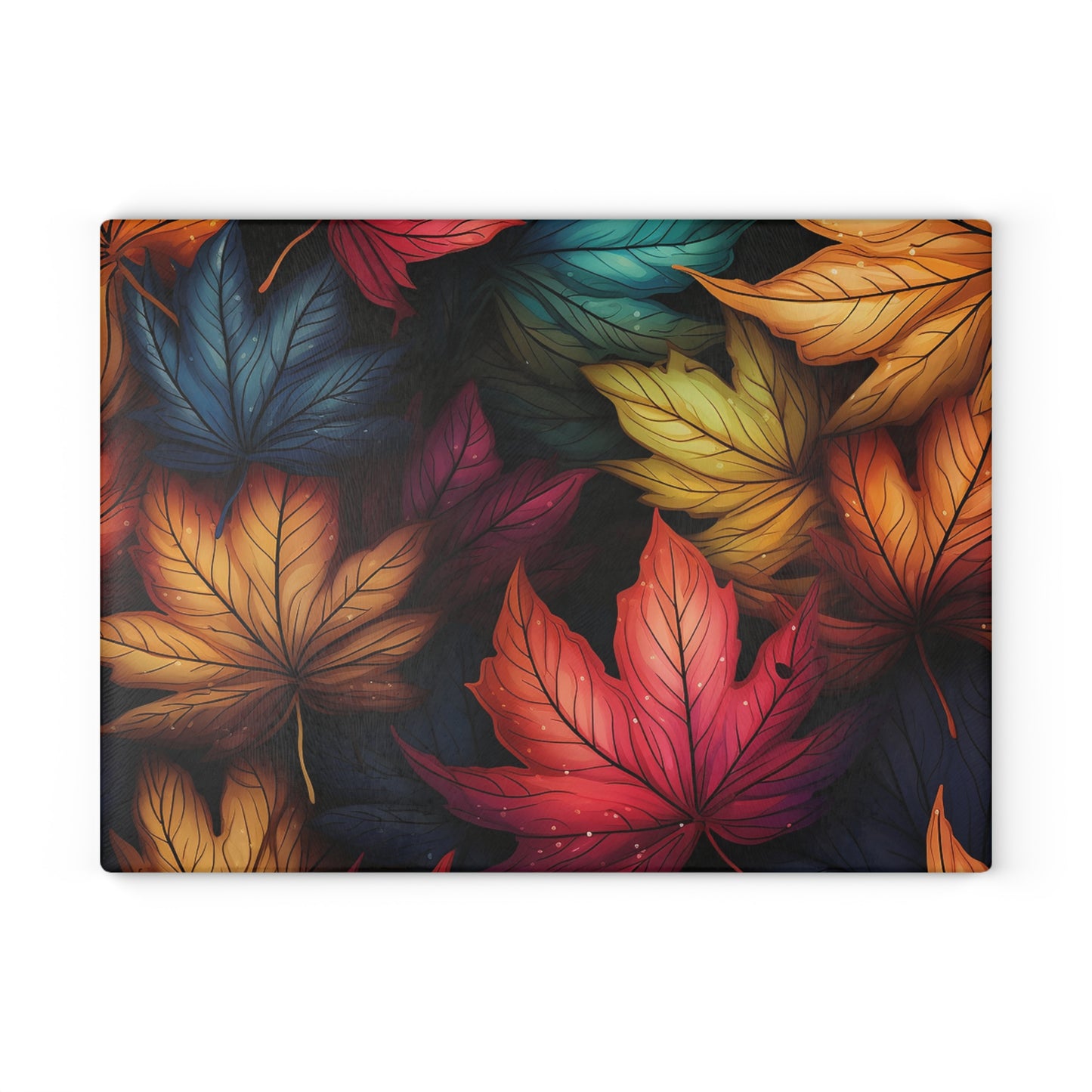 Autumn Floral Glass Cutting Board