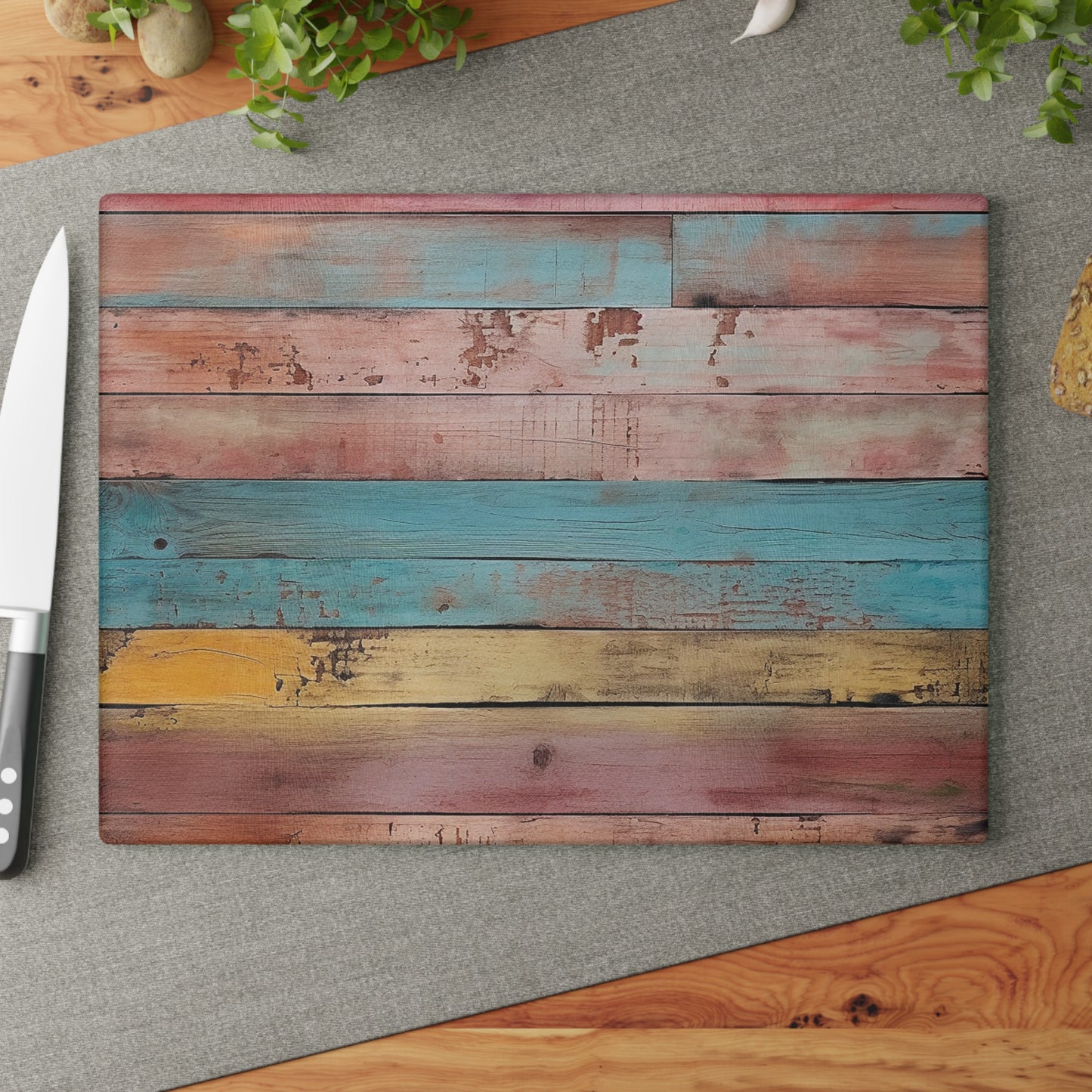 Wooden Print Glass Cutting Board