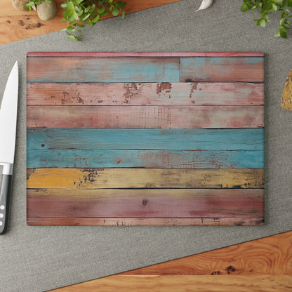 Wooden Print Glass Cutting Board