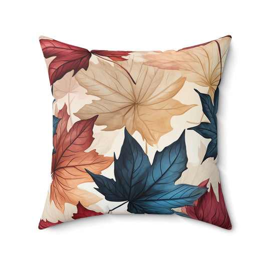 Autumn Flowers Print Spun Polyester Square Pillow