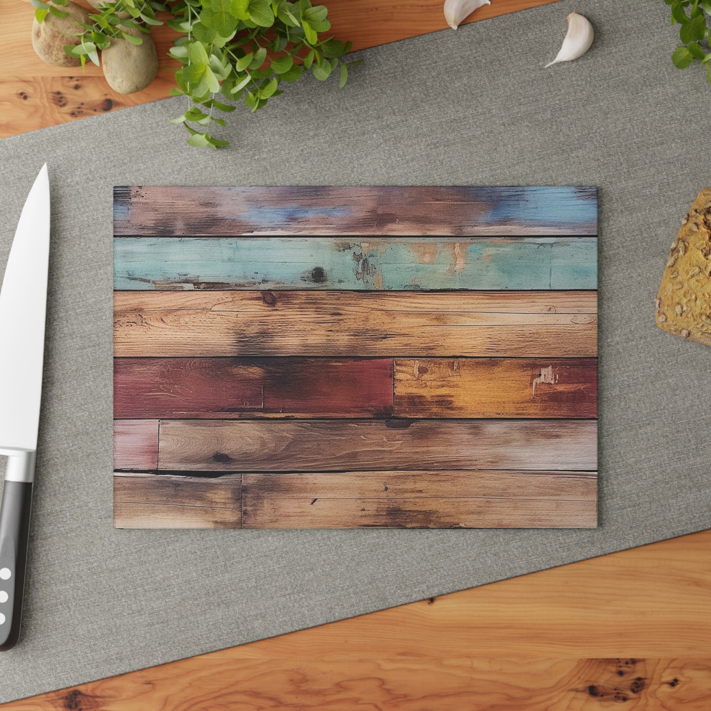 Wooden Print Glass Cutting Board