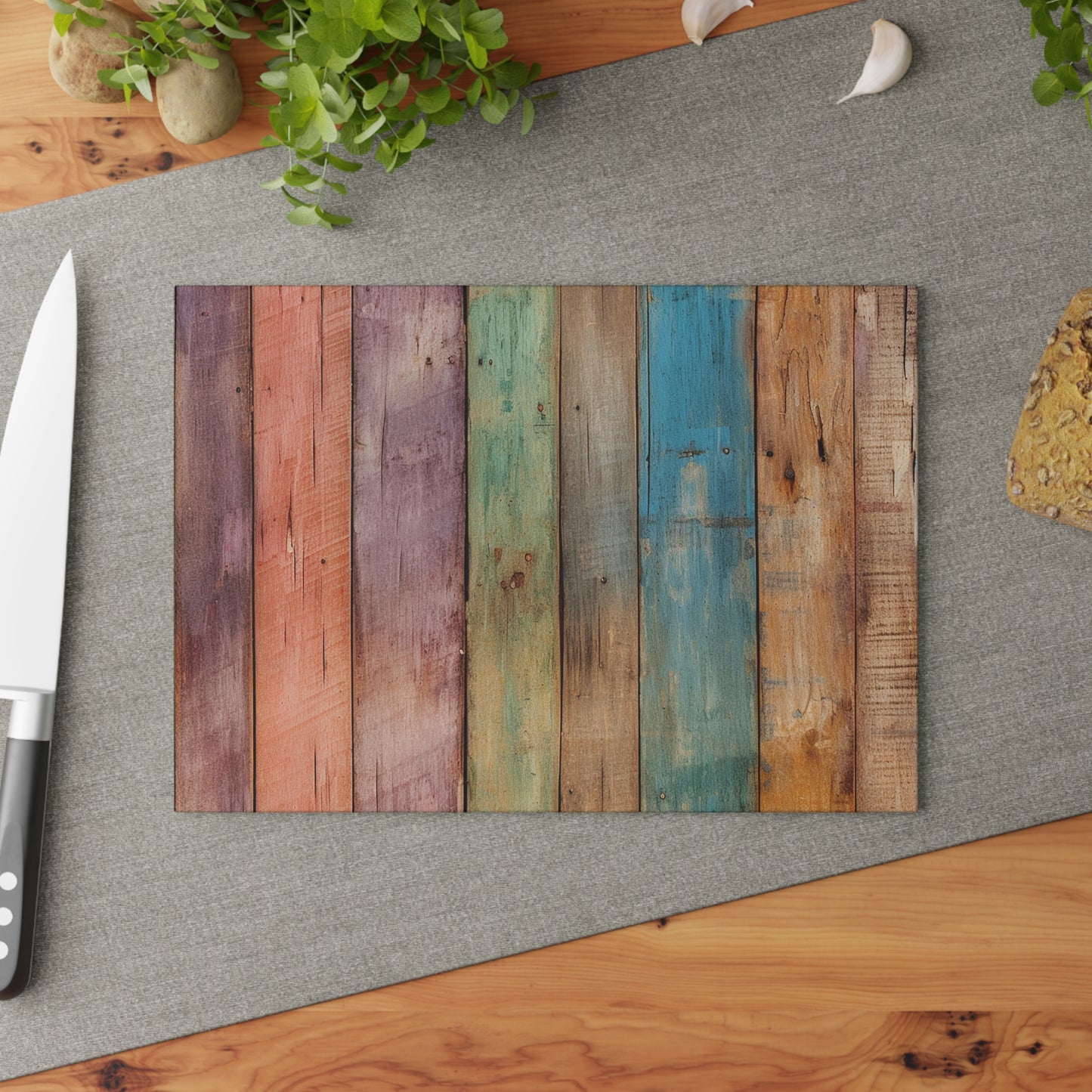 Wooden Print Glass Cutting Board