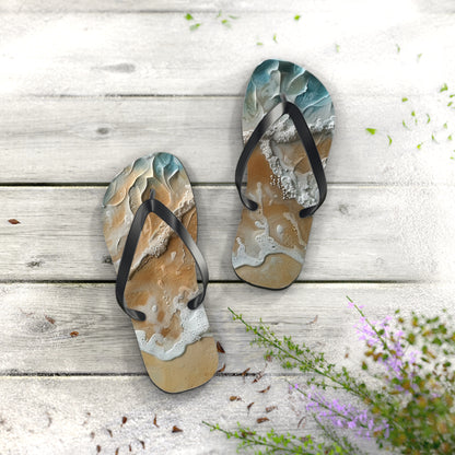 Sand Shore Ocean Waves Flip-Flops