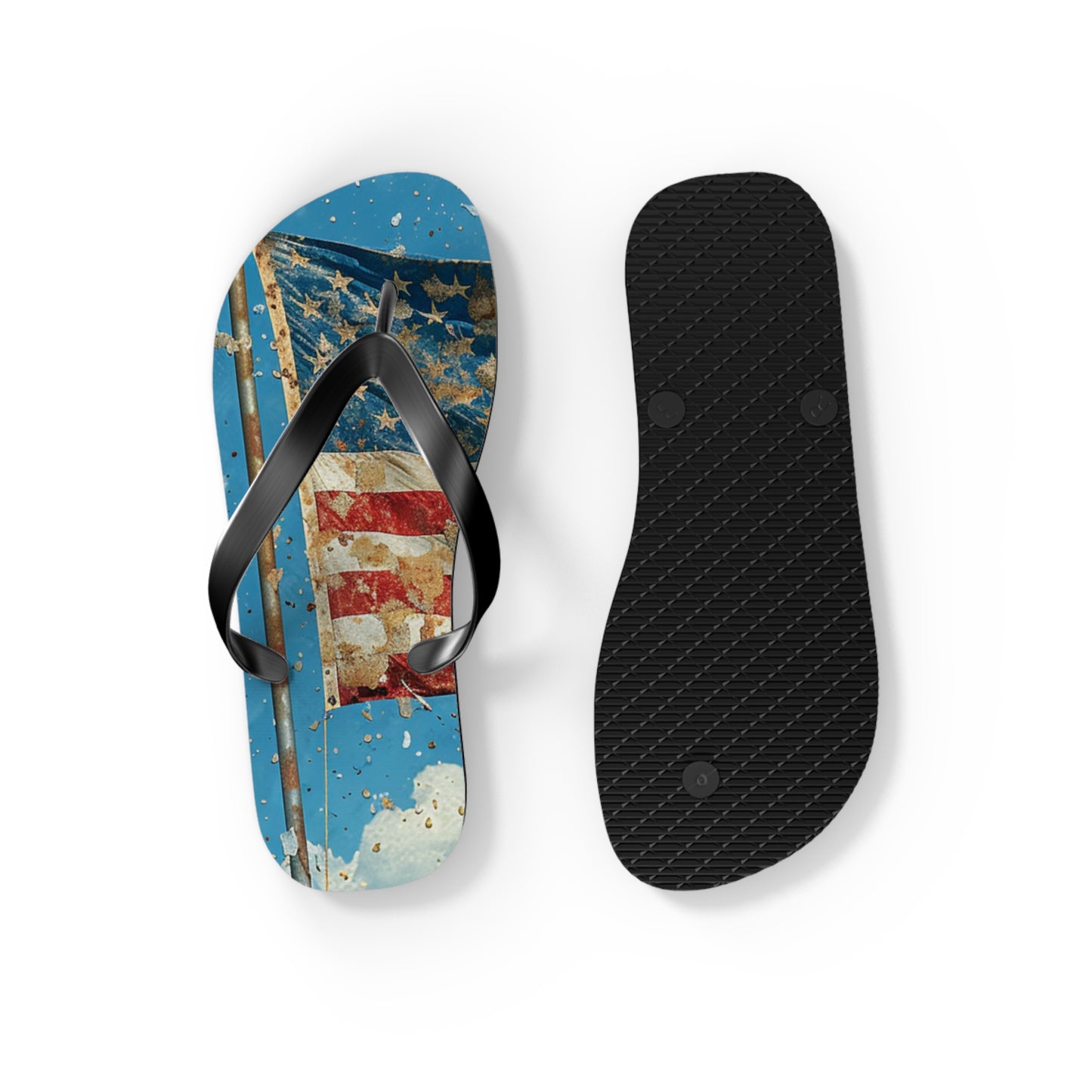 Distressed American Flag Flip-Flops