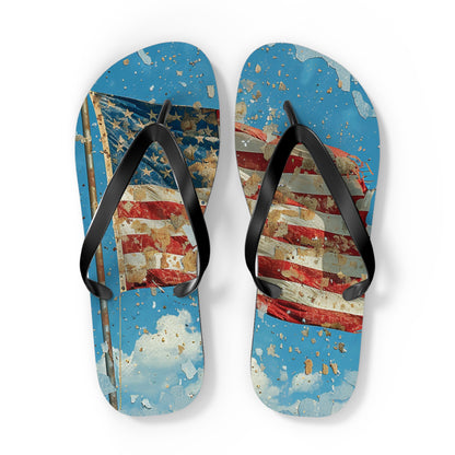 Distressed American Flag Flip-Flops