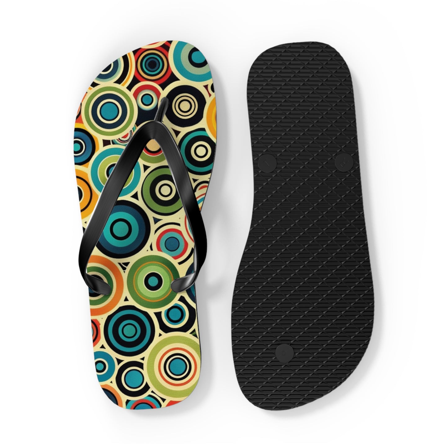 Abstract Decorative Circles Pattern Flip-Flops