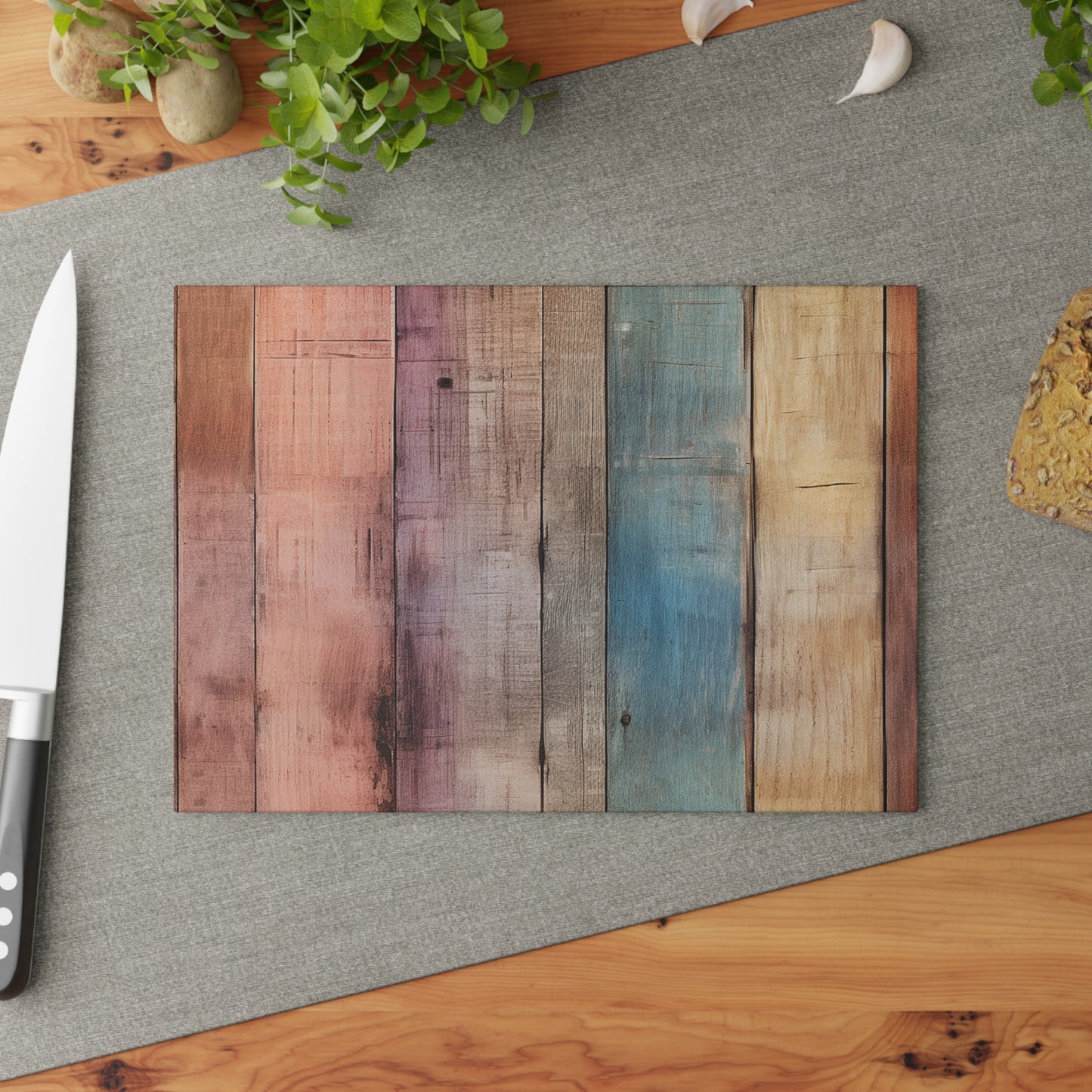 Wooden Print Glass Cutting Board