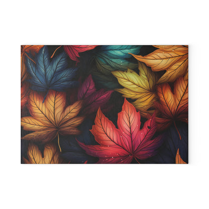 Autumn Floral Glass Cutting Board