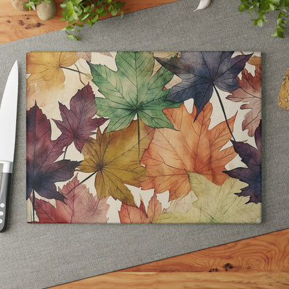 Autumn Floral Glass Cutting Board