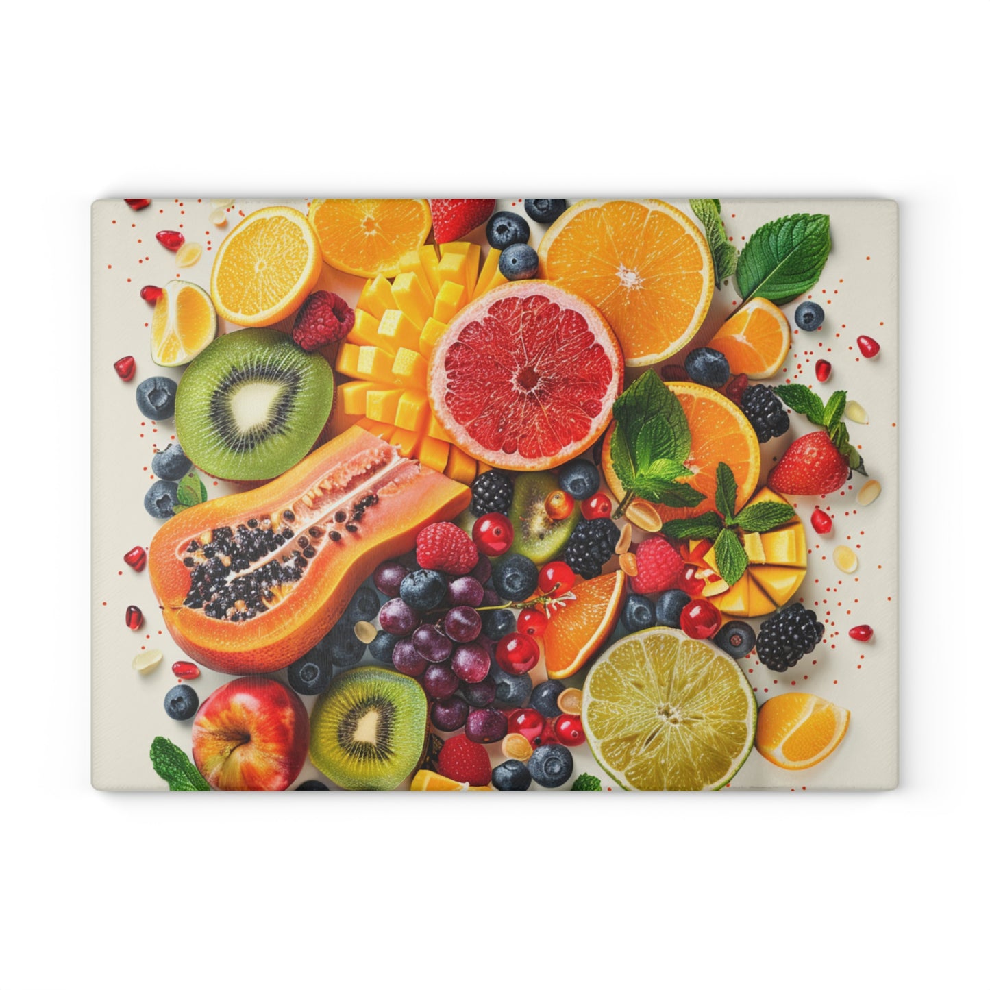 Fruits Print Glass Cutting Board