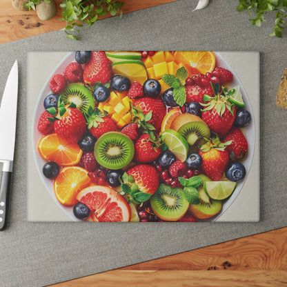 Fruits Print Glass Cutting Board