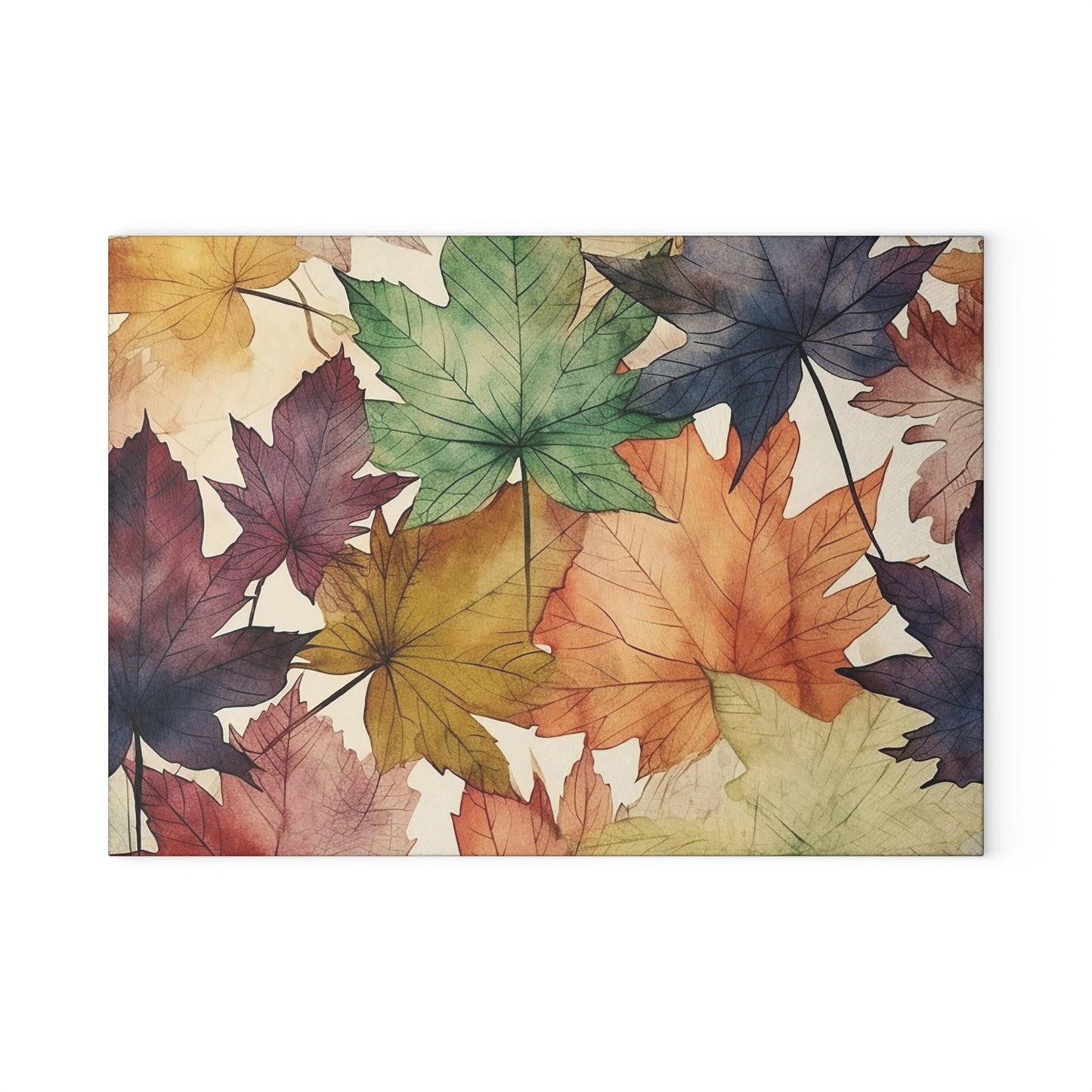 Autumn Floral Glass Cutting Board