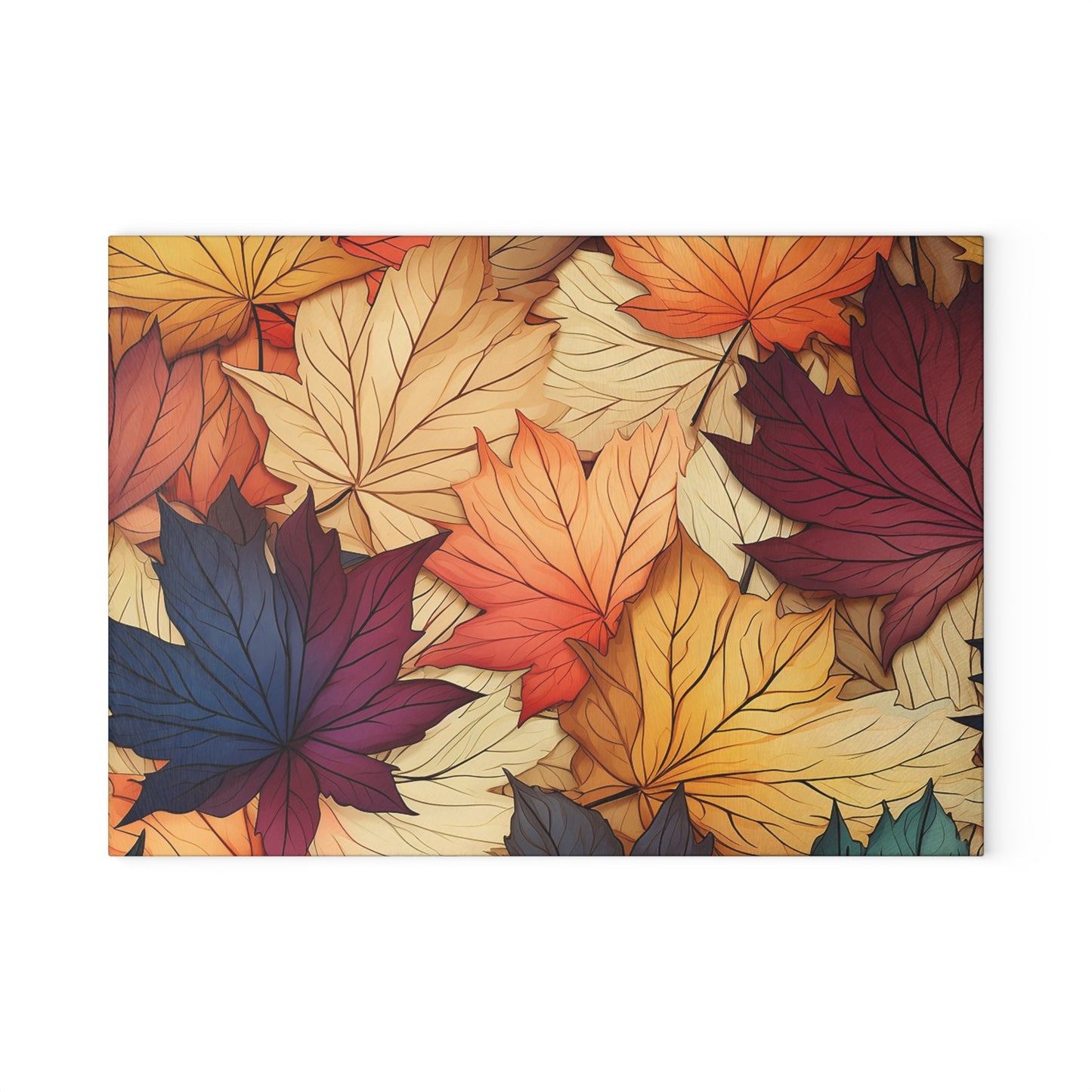 Autumn Floral Glass Cutting Board