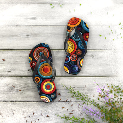 Abstract Decorative Circles Pattern Flip-Flops