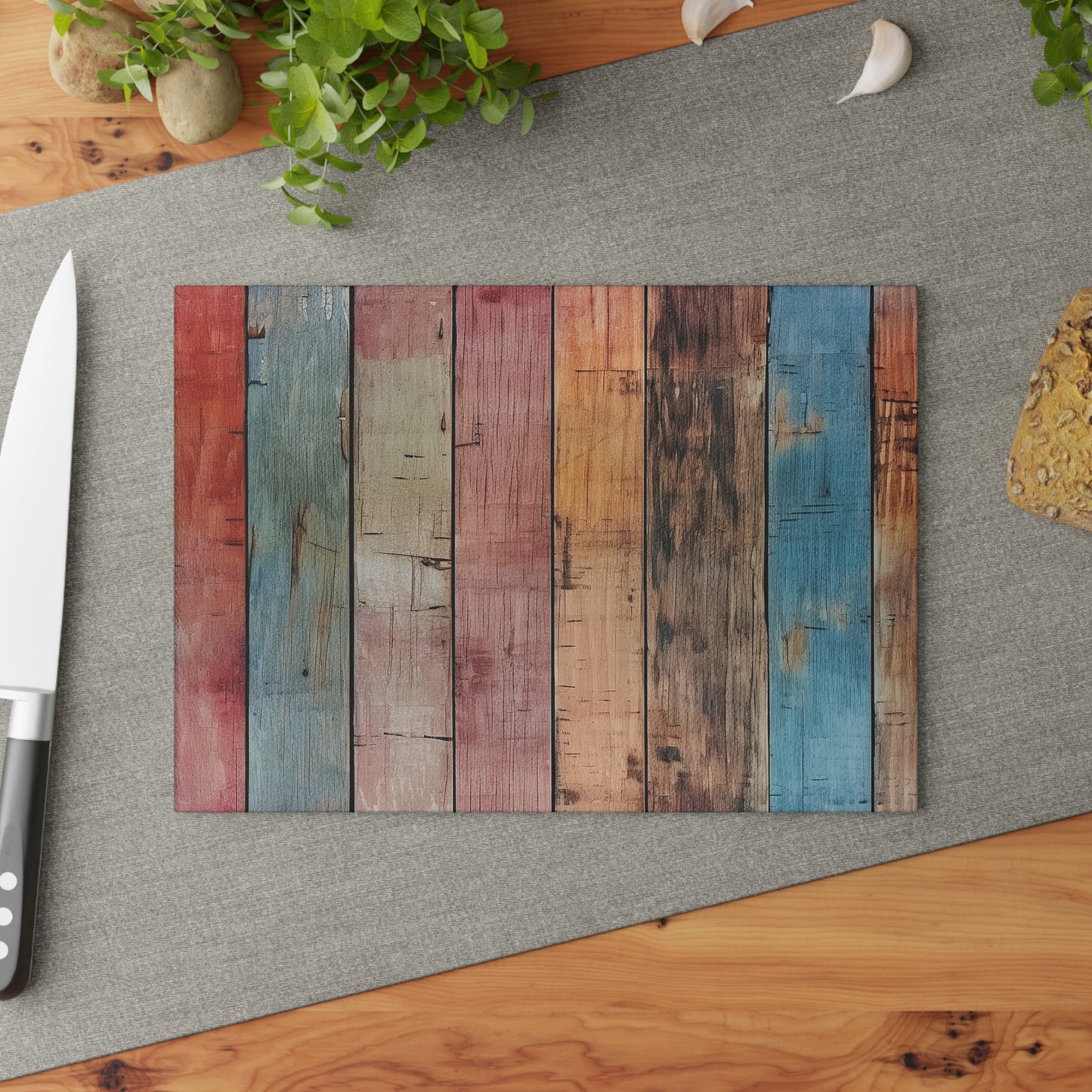 Wooden Print Glass Cutting Board