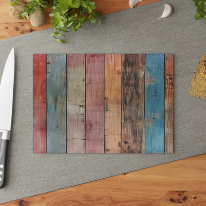 Wooden Print Glass Cutting Board