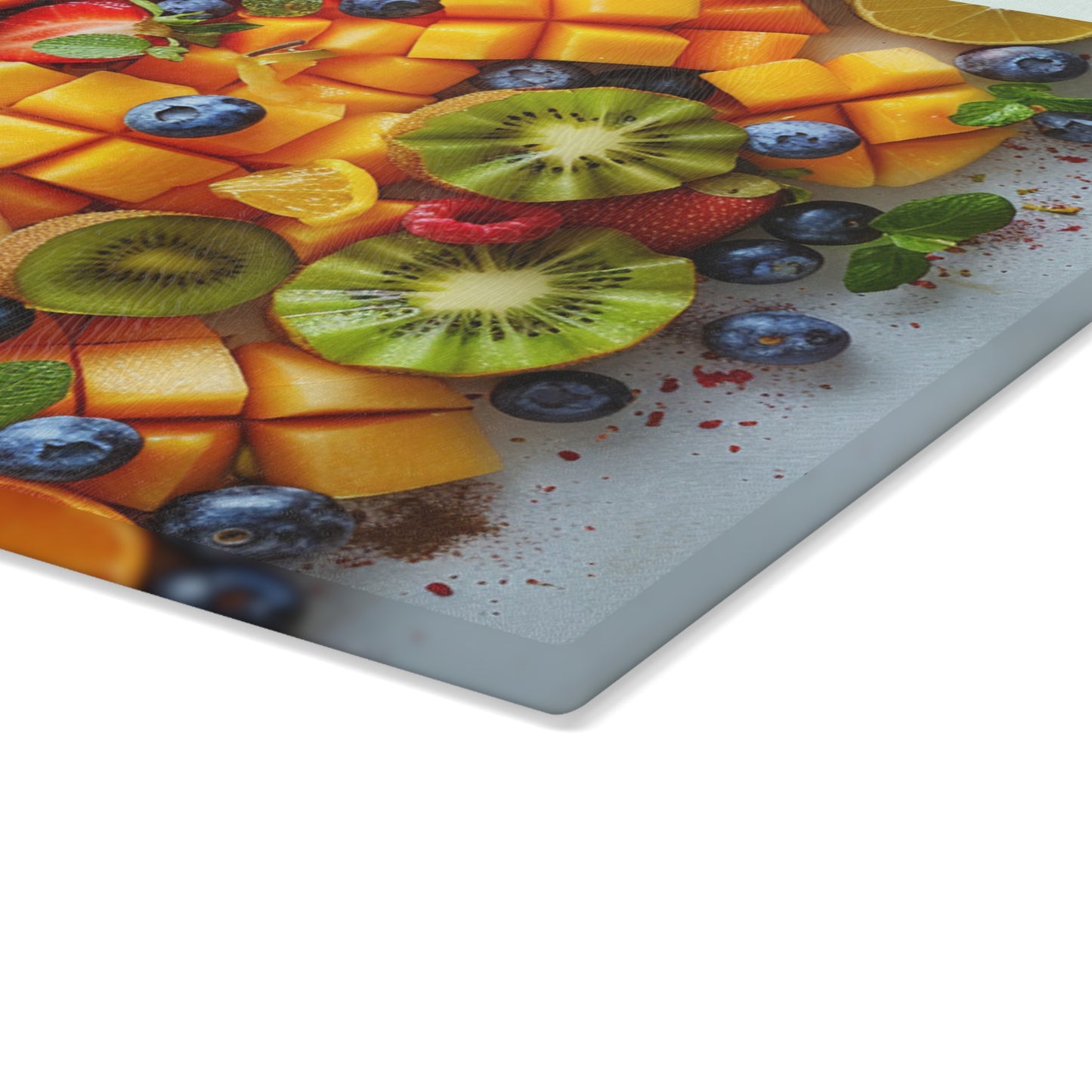 Fruits Print Glass Cutting Board