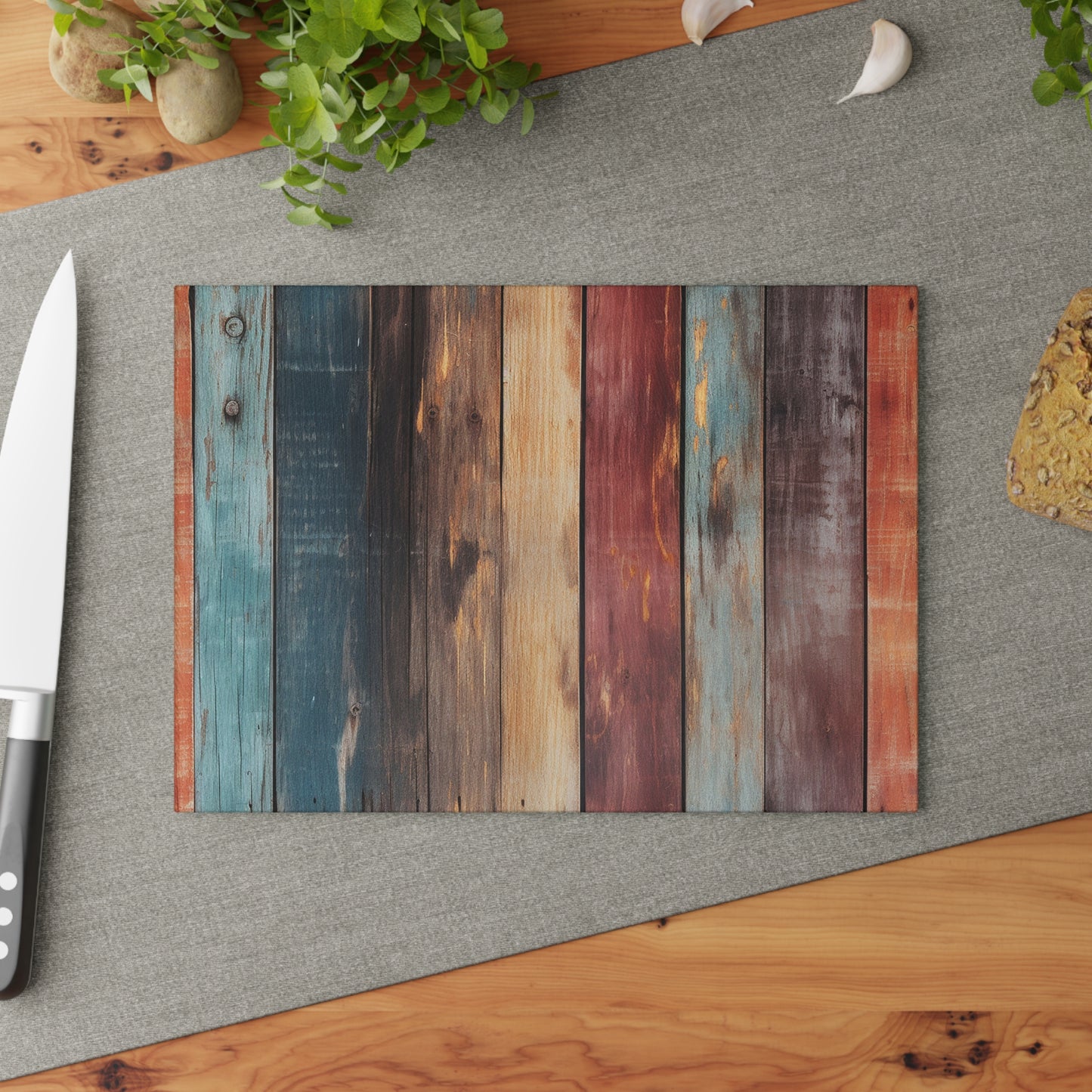 Wooden Print Glass Cutting Board