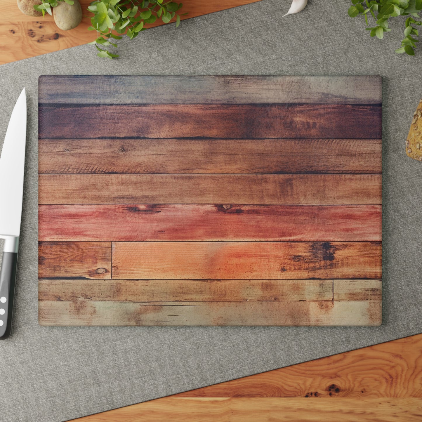 Wooden Print Glass Cutting Board