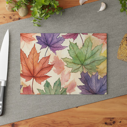 Autumn Floral Glass Cutting Board