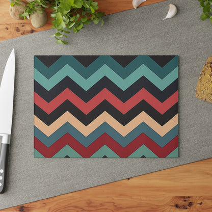 Chevron Print Glass Cutting Board