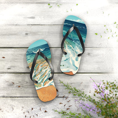 Sand Shore Ocean Waves Flip-Flops