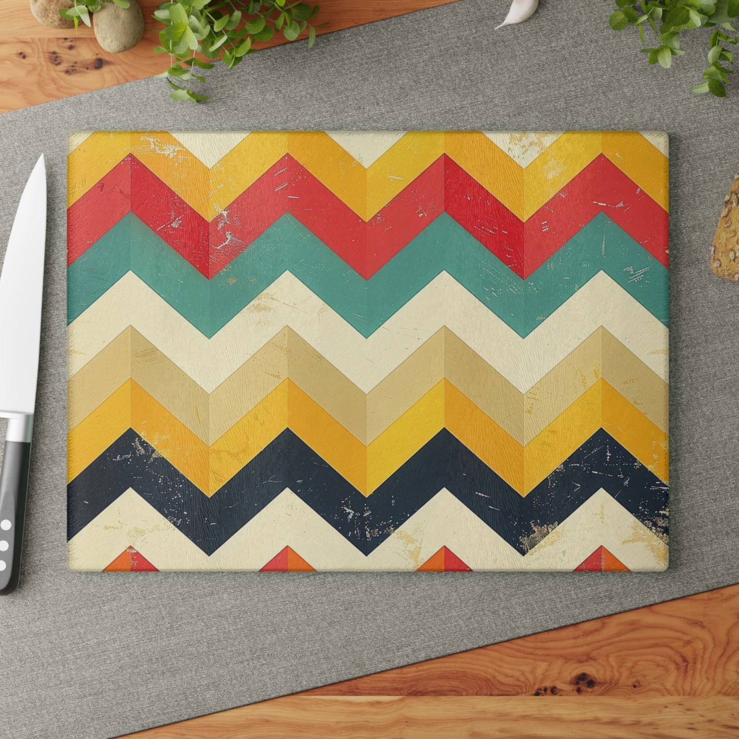 Chevron Print Glass Cutting Board