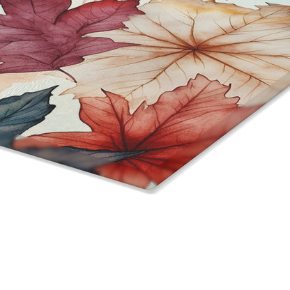 Autumn Floral Glass Cutting Board