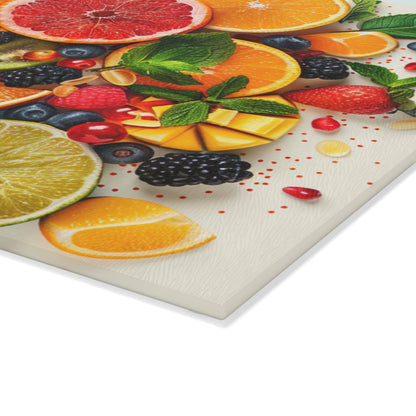 Fruits Print Glass Cutting Board