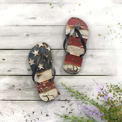 Distressed American Flag Flip-Flops