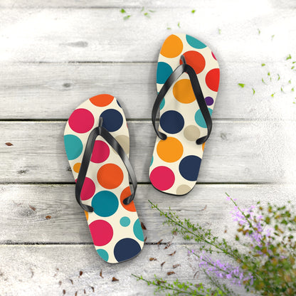 Colorful Polka Dot Pattern Flip-Flops