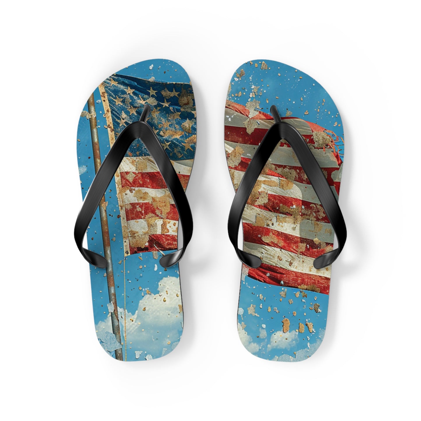 Distressed American Flag Flip-Flops