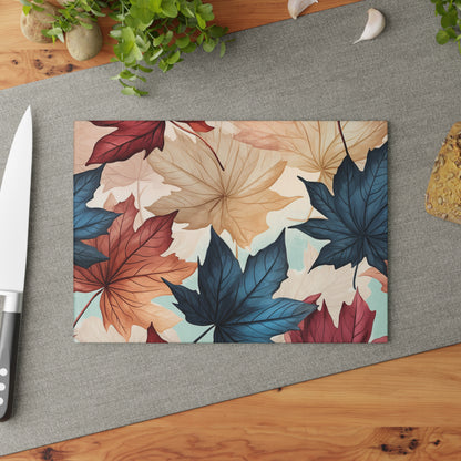 Autumn Floral Glass Cutting Board