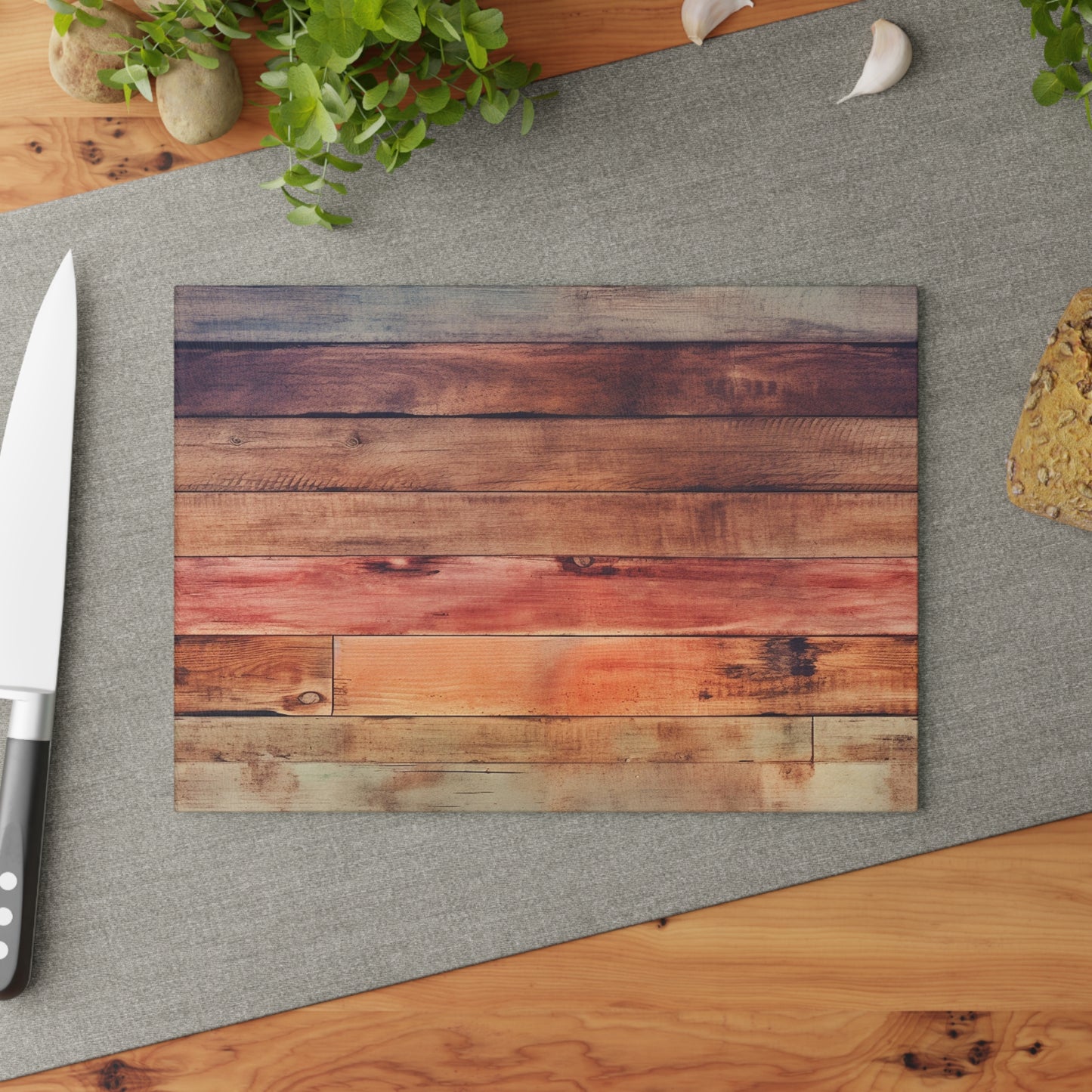 Wooden Print Glass Cutting Board