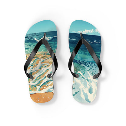 Sand Shore Ocean Waves Flip-Flops