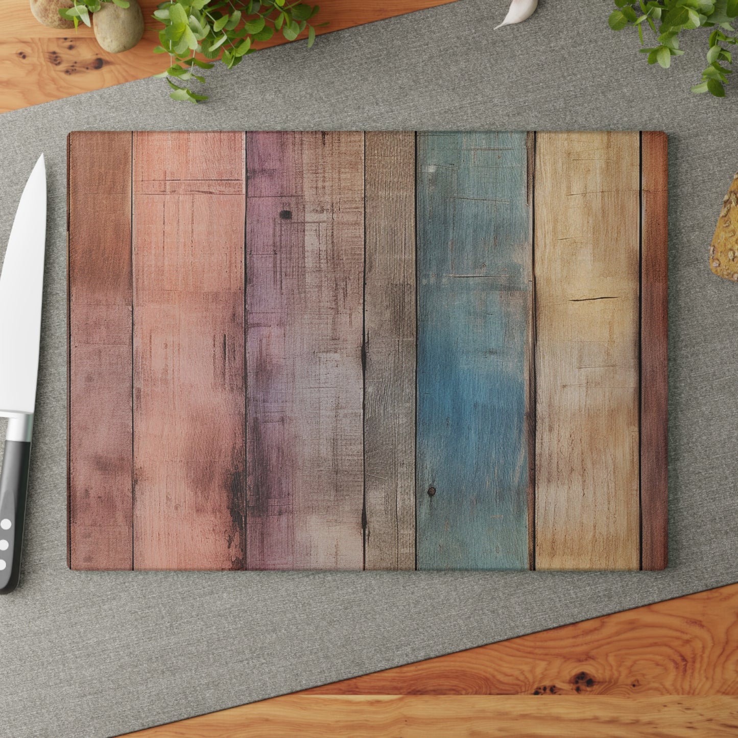 Wooden Print Glass Cutting Board