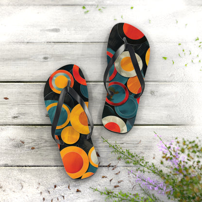 Abstract Decorative Circles Pattern Flip-Flops