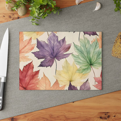 Autumn Floral Glass Cutting Board