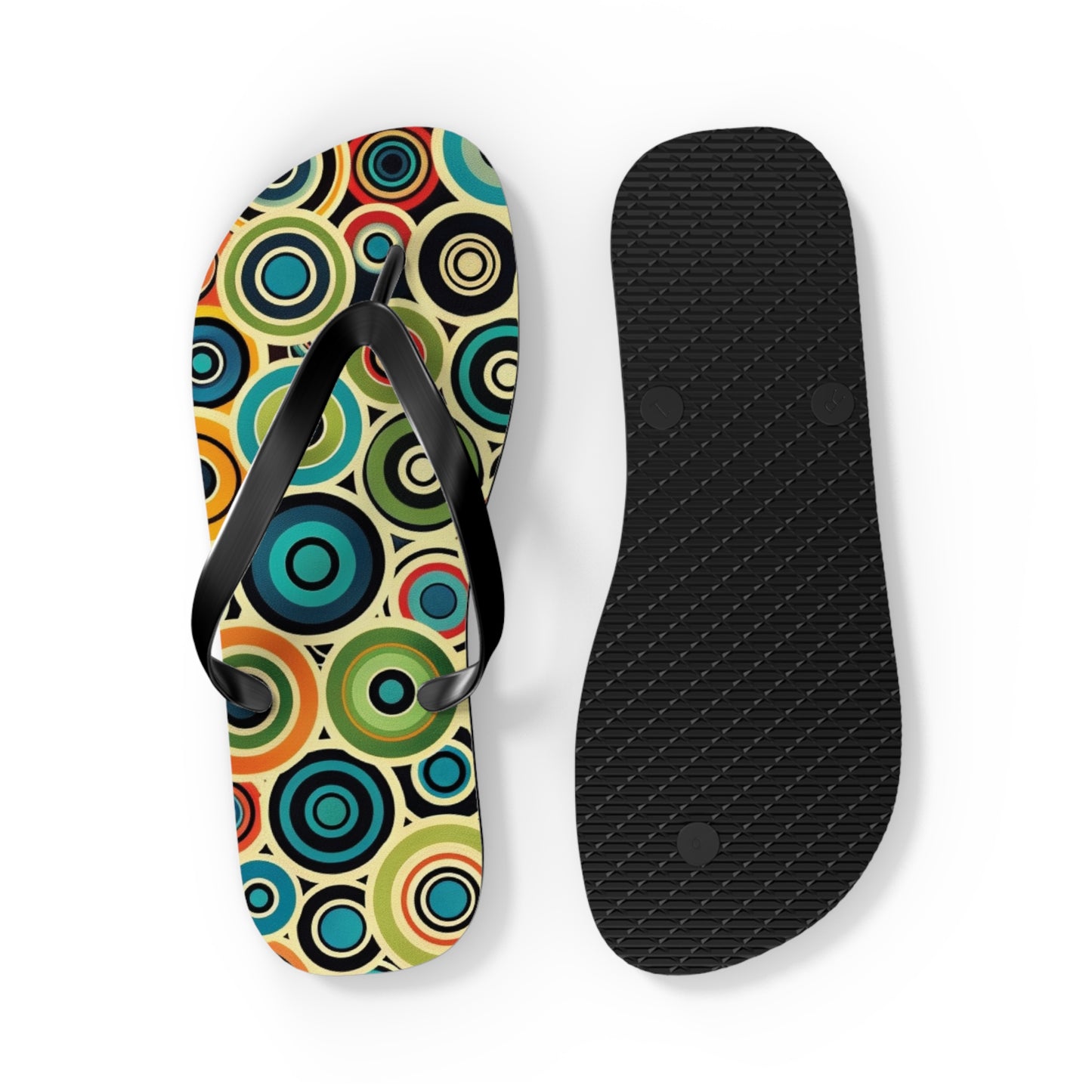 Abstract Decorative Circles Pattern Flip-Flops