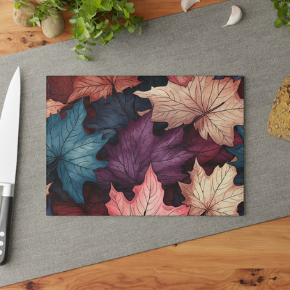 Autumn Floral Glass Cutting Board