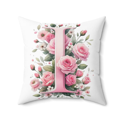 Alphabet Flowers Print Spun Polyester Square Pillow