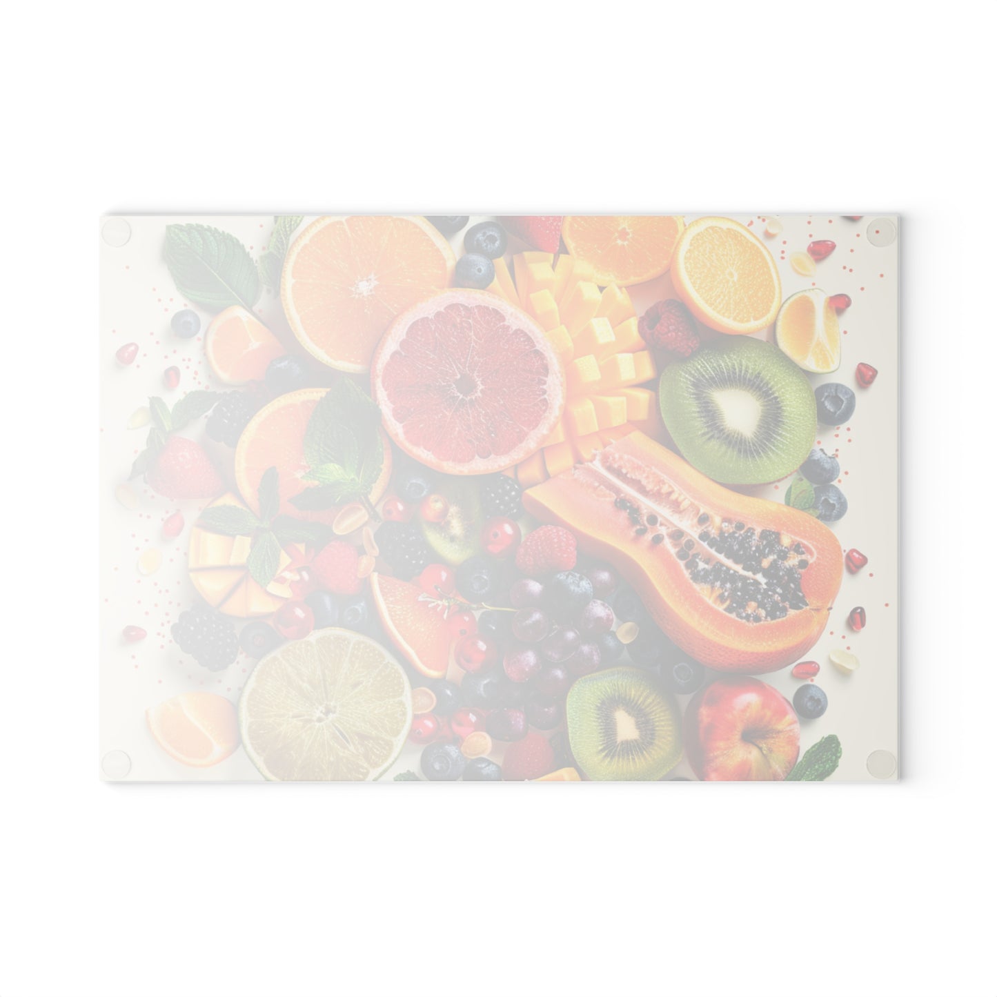 Fruits Print Glass Cutting Board