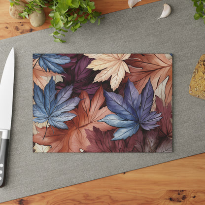 Autumn Floral Glass Cutting Board