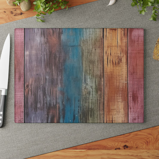 Wooden Print Glass Cutting Board