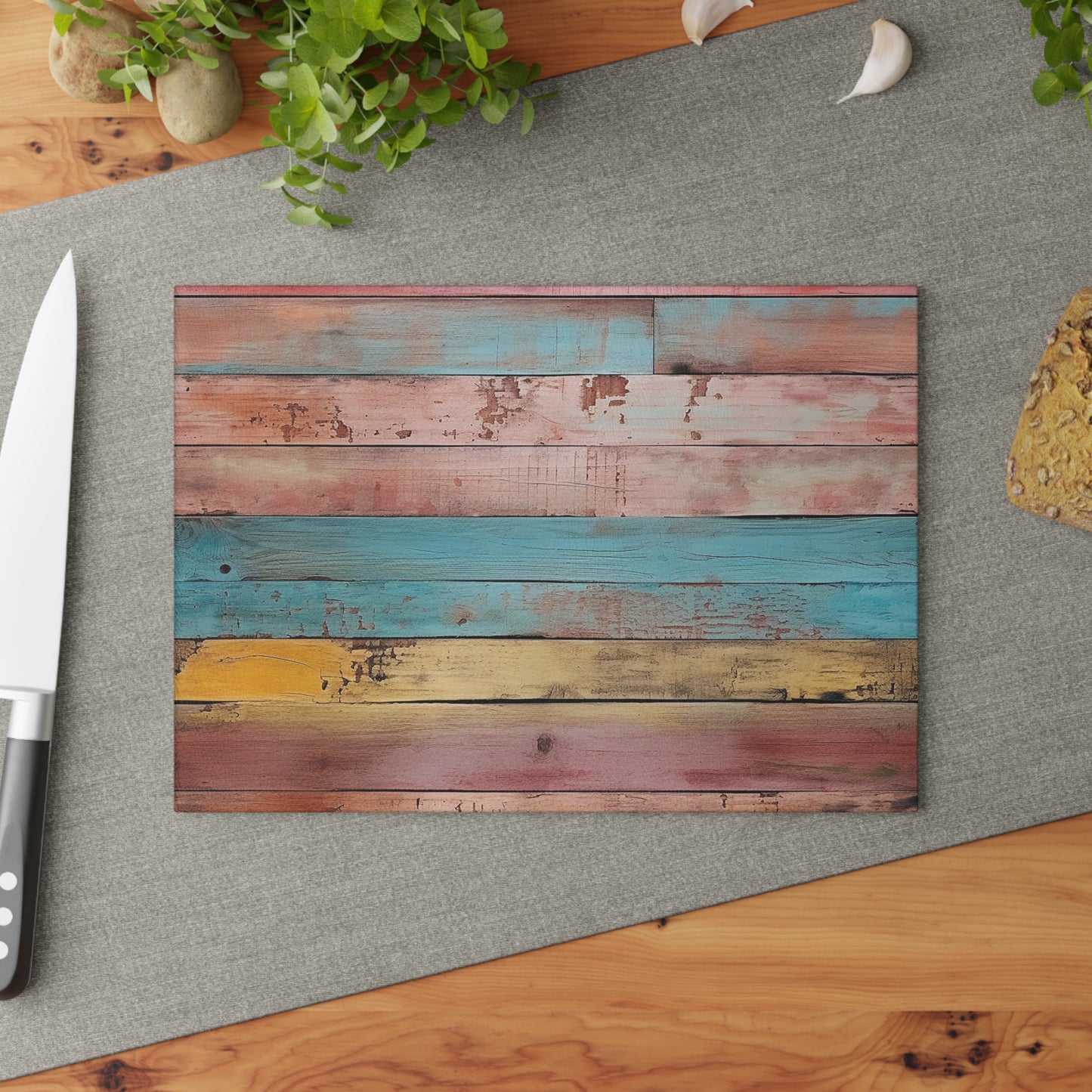 Wooden Print Glass Cutting Board