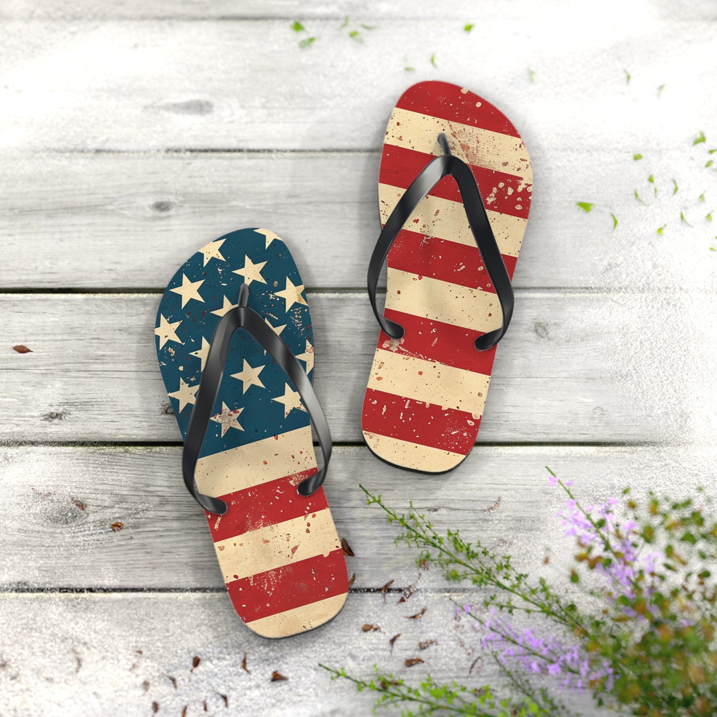 Distressed American Flag Flip-Flops