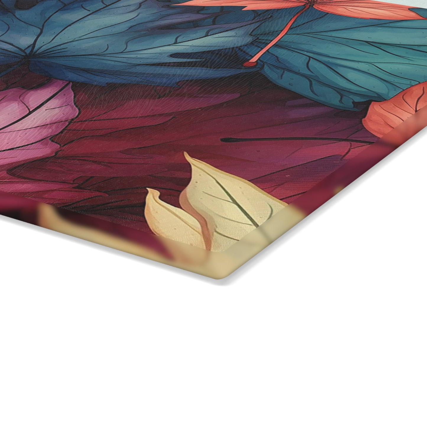 Autumn Floral Glass Cutting Board