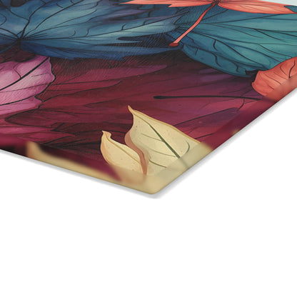 Autumn Floral Glass Cutting Board